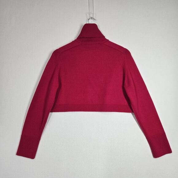 Zara Crop Sweater Sz S Pink Fuschia High Neck Turtleneck Cropped Pullover - Picture 6 of 12